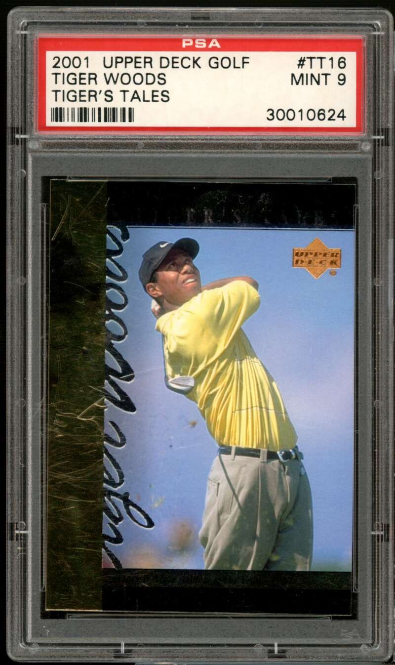 Tiger Woods Rookie Card 2001 Upper Deck Golf Tiger's Tales #tt16 PSA 9