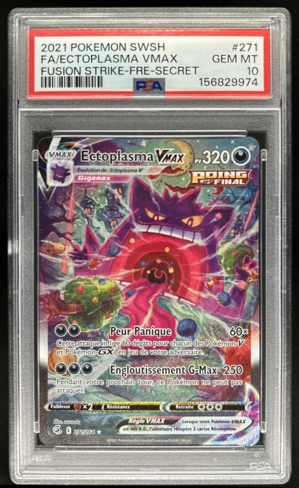 2021 Pokemon SWSH Fusion Strike Gengar VMAX #271/264 PSA 10 GEM MINT
