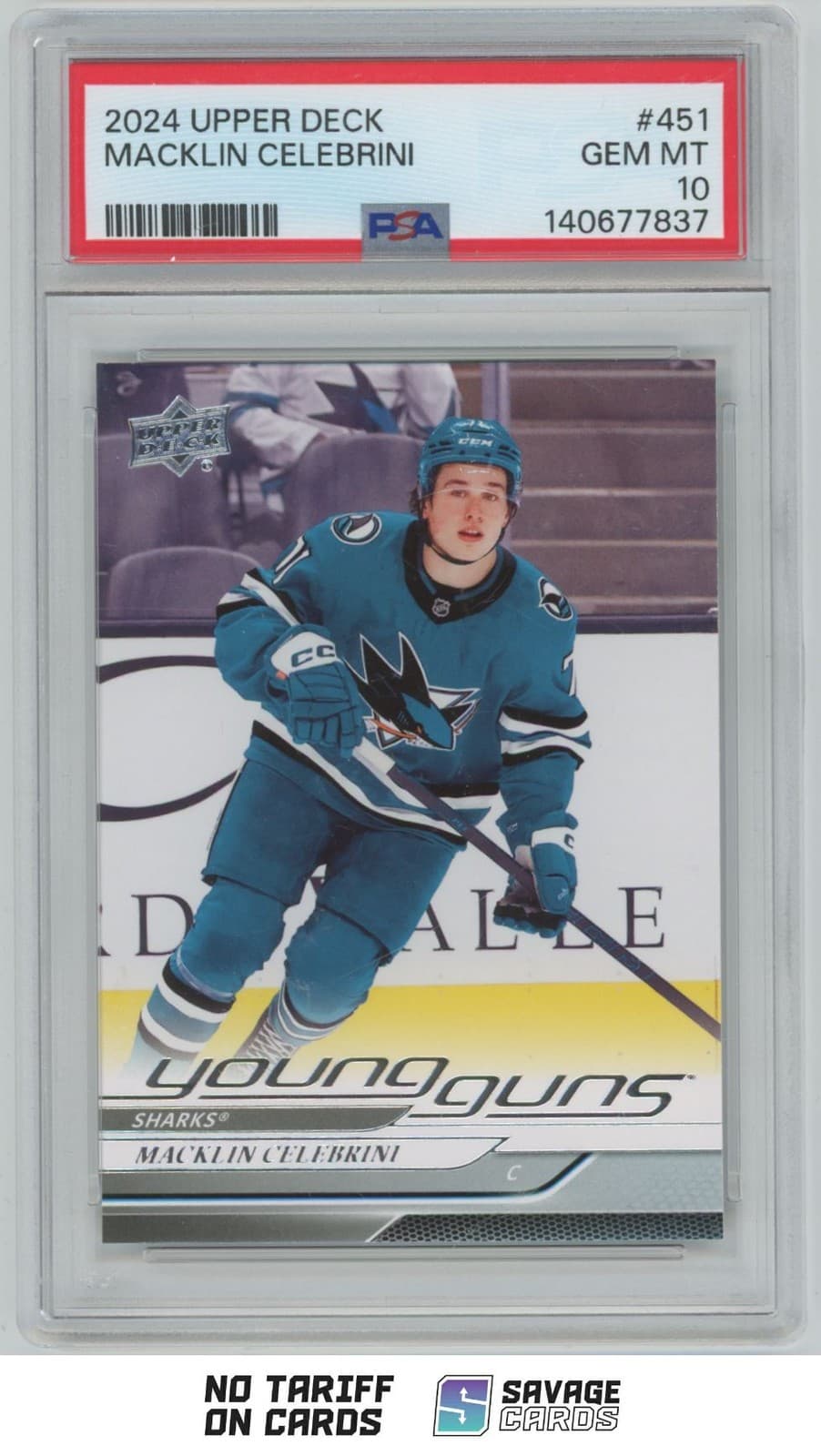 2024-25 Upper Deck Young Guns Macklin Celebrini PSA 10 #451 San Jose Sharks