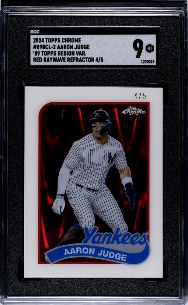 2024 Topps Chrome Aaron Judge #89BCL-2 '89 Des. Var. Red Raywave Refractor SGC 9