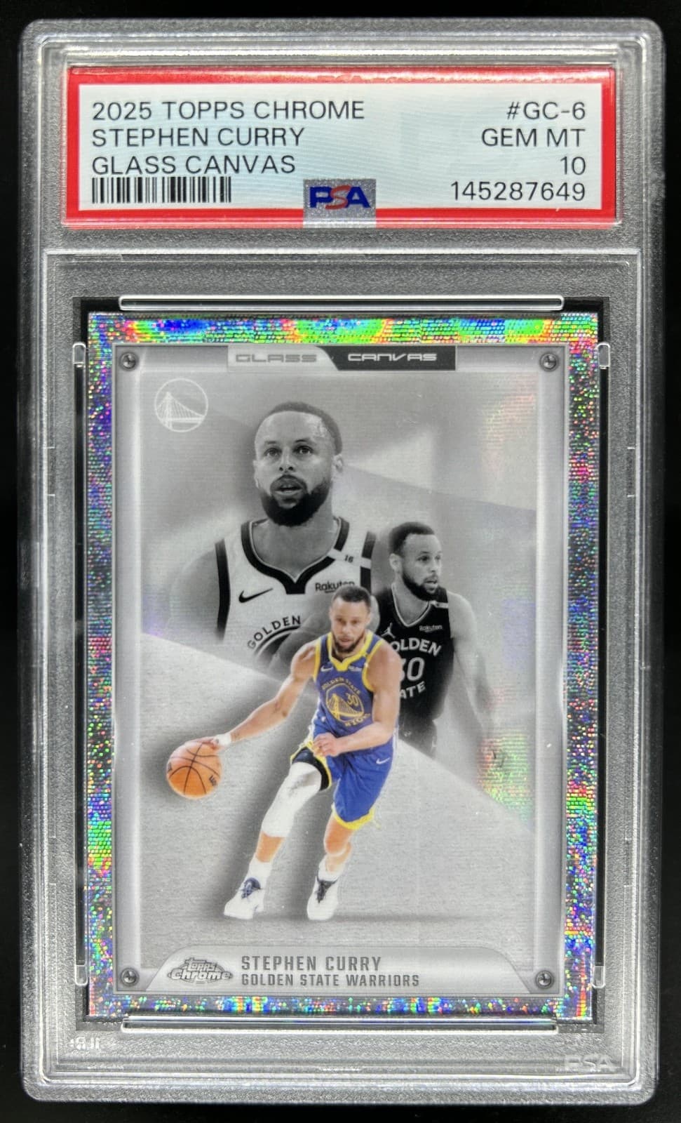 2025-26 Topps Chrome Stephen Curry Glass Canvas SSP #GC-6 Warriors PSA 10
