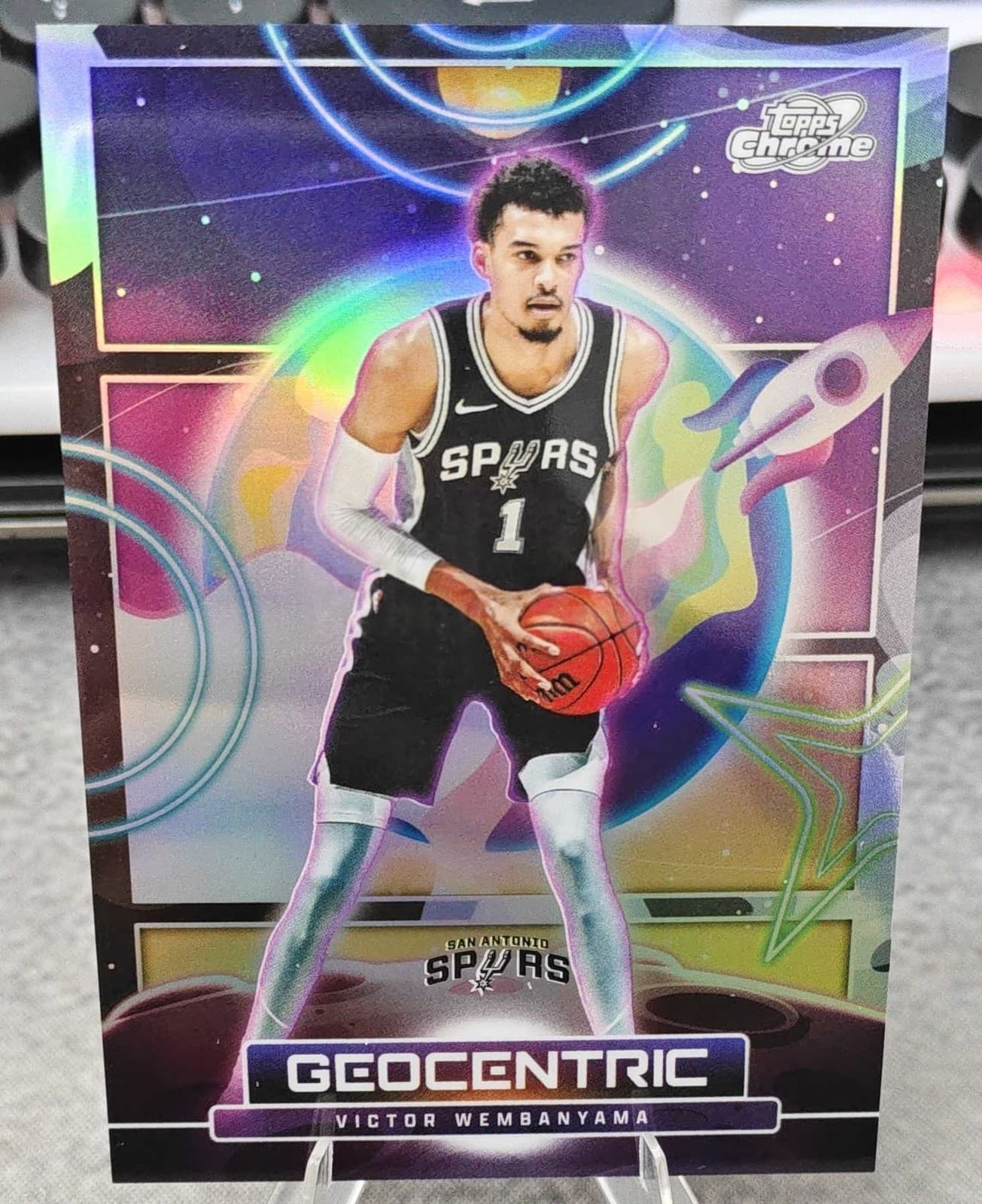 2025-26 Topps Cosmic Chrome Victor Wembanyama Geocentric Silver Refractor