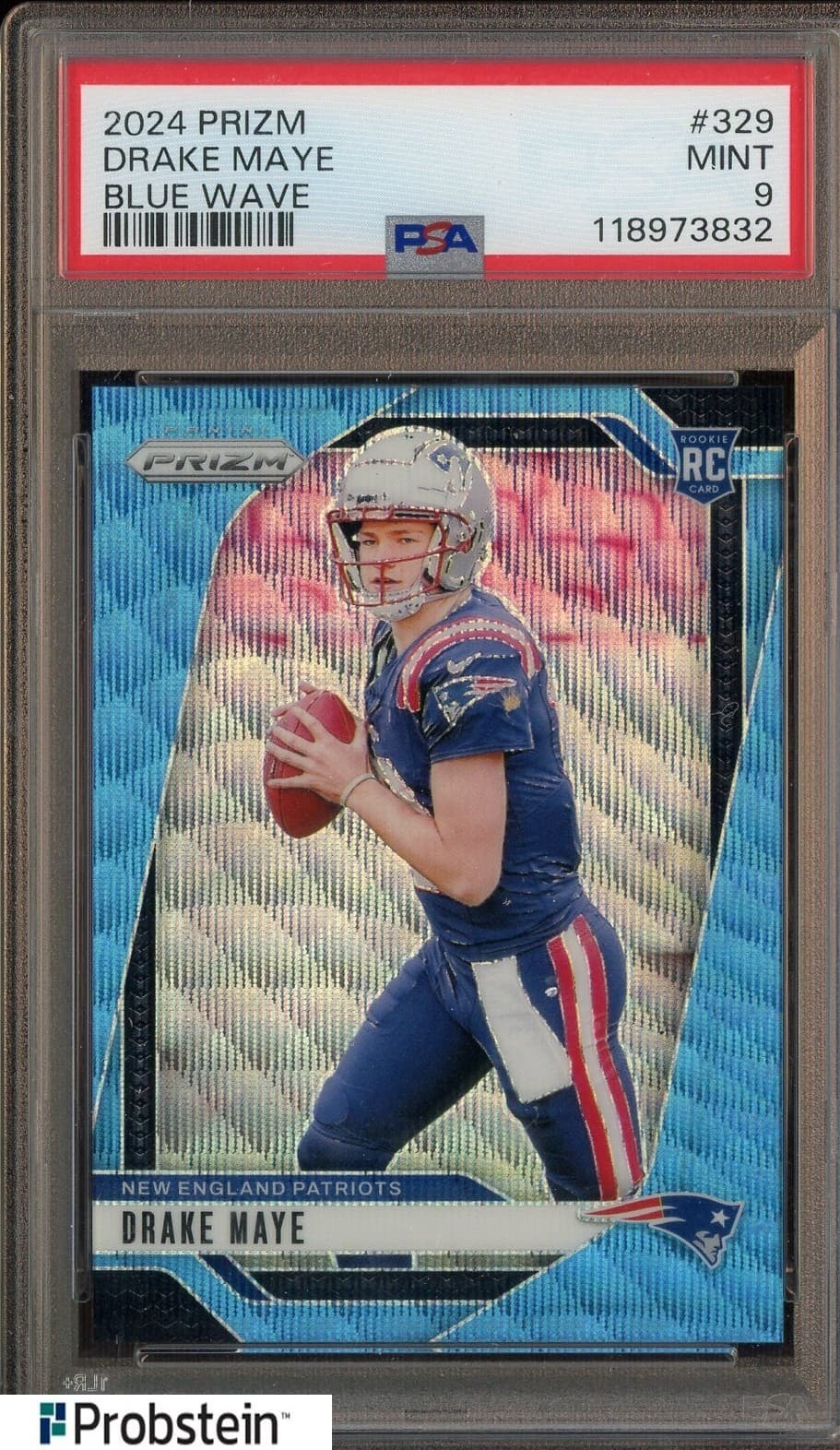 Drake Maye 2024 Panini Prizm Blue Wave #329 Patriots RC Rookie 47/230 PSA 9 MINT