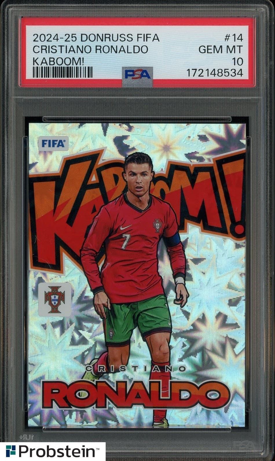 2024-25 Donruss Fifa Soccer KABOOM! #14 Cristiano Ronaldo SSP CASE HIT PSA 10