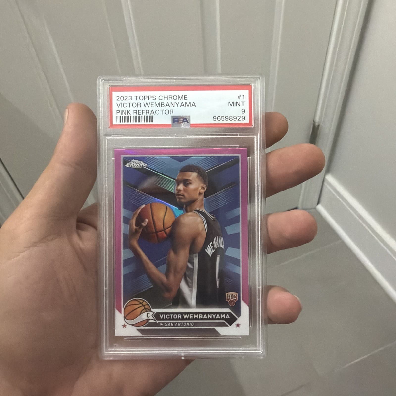 2023 Topps Chrome Victor Wembanyama #1 Pink Refractor PSA Mint 9 Spurs Rookie RC