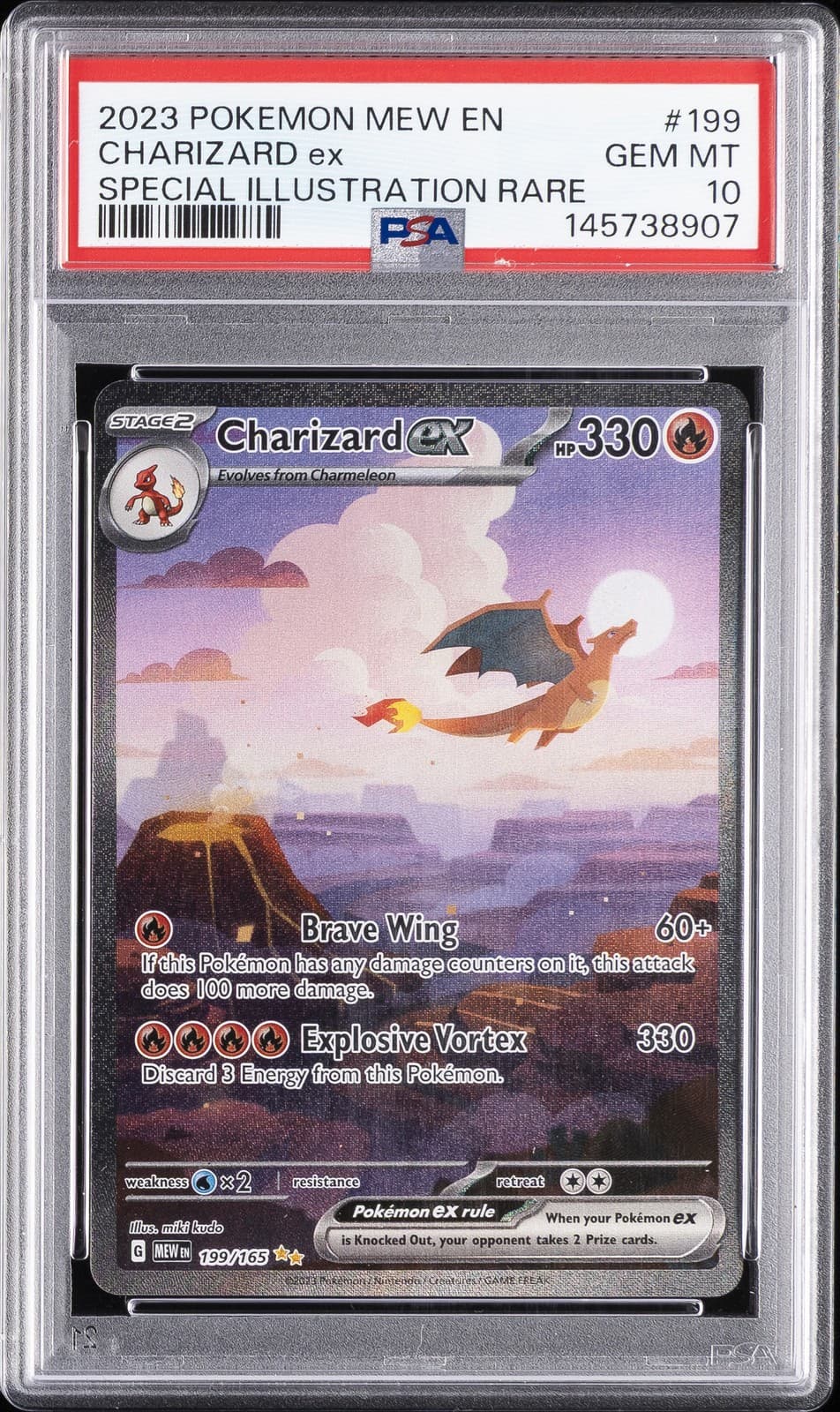 2023 POKEMON MEW EN-151 SPECIAL ILLUSTRATION RARE #199 CHARIZARD EX PSA 10