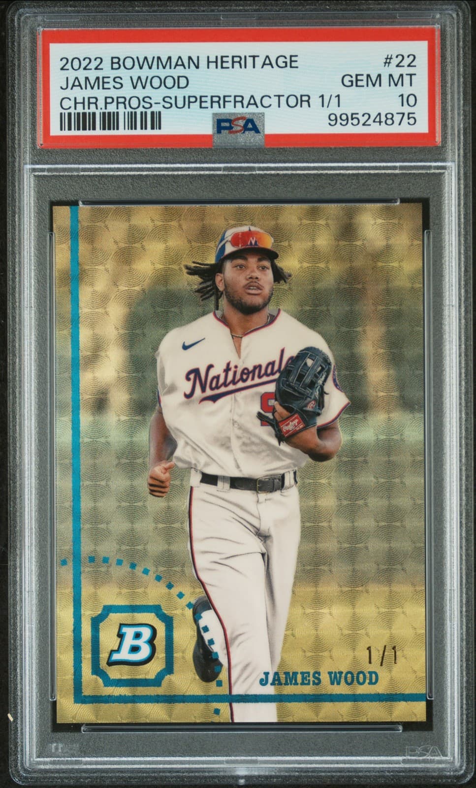 2022 BOWMAN HERITAGE CHROME PROSPECTS SUPERFRACTOR 1/1 #22 JAMES WOOD 1/1 PSA 10