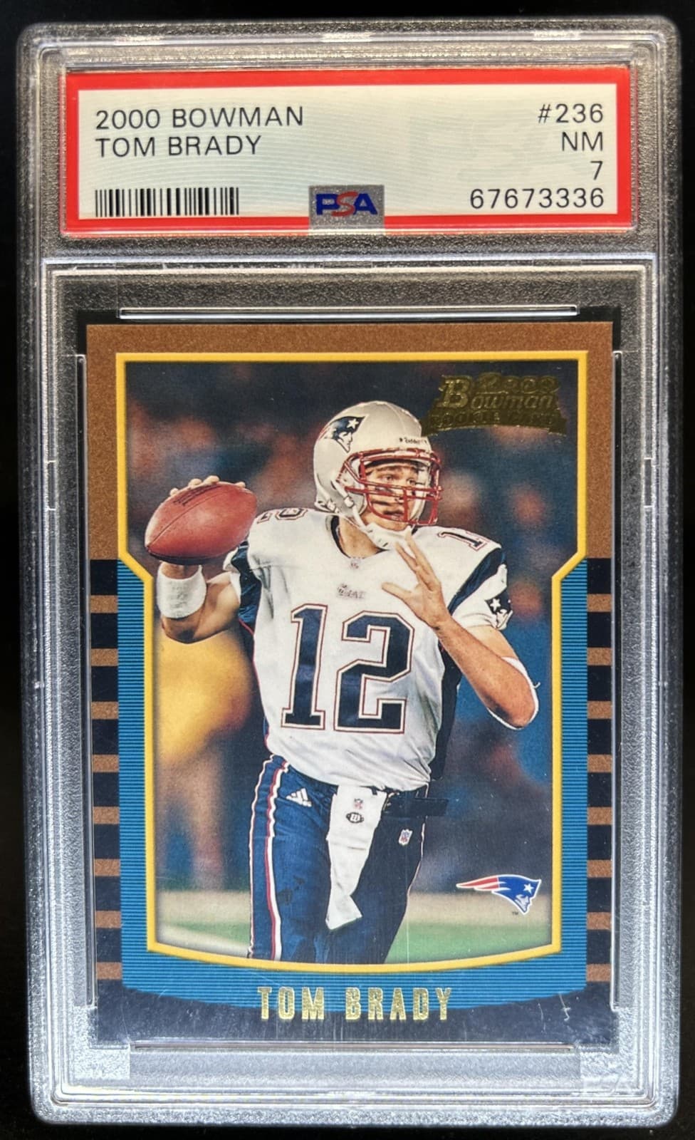 2000 Bowman Tom Brady Rookie RC #236 Patriots PSA 7