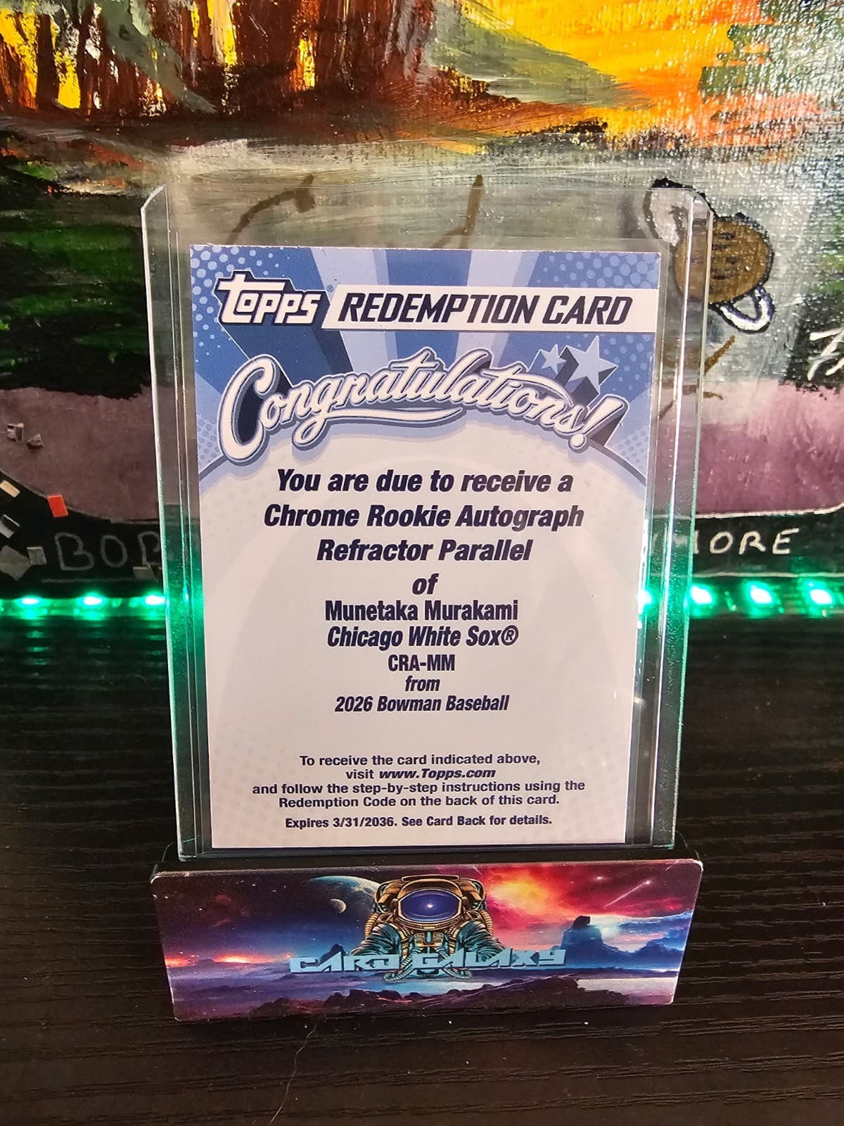 2026 Bowman Munetaka Murakami Chrome Refractor Auto /499 Redemption RC White Sox