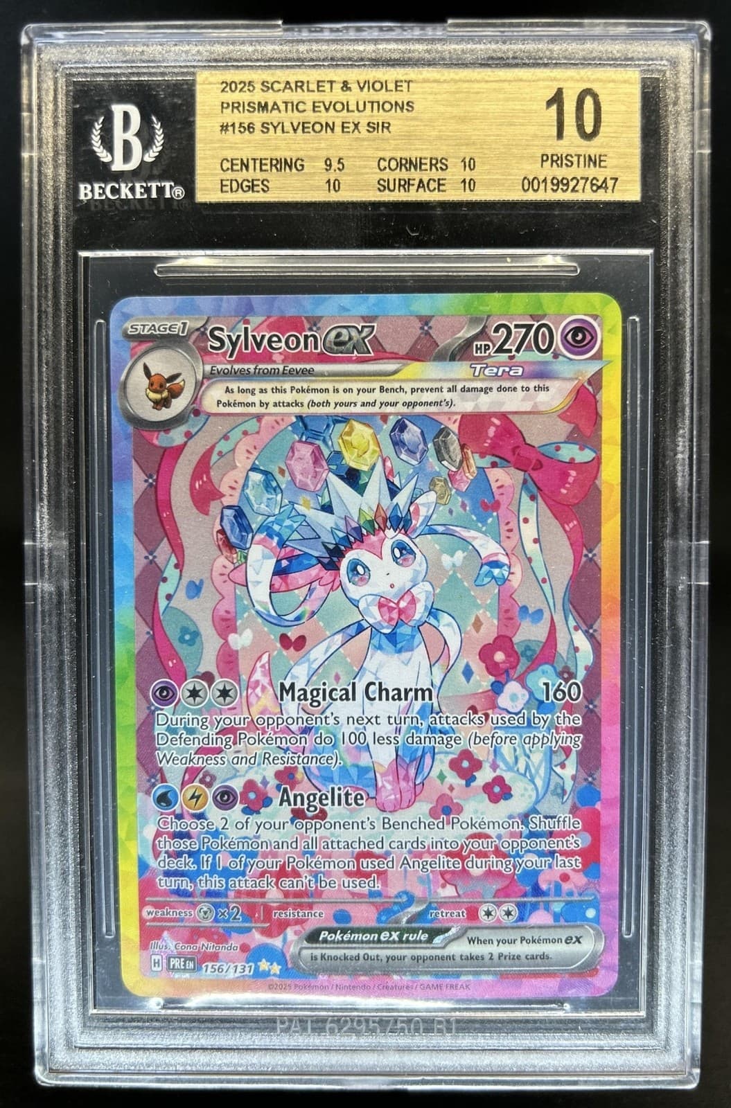 2025 Pokemon Prismatic Evolutions Sylveon ex Pristine #156/131 BGS 10