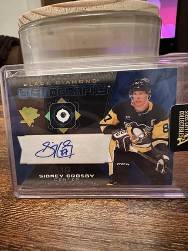 Upper Deck Black Diamond Gemography Sapphire Diamond Autograph /3 Crosby Pengui…