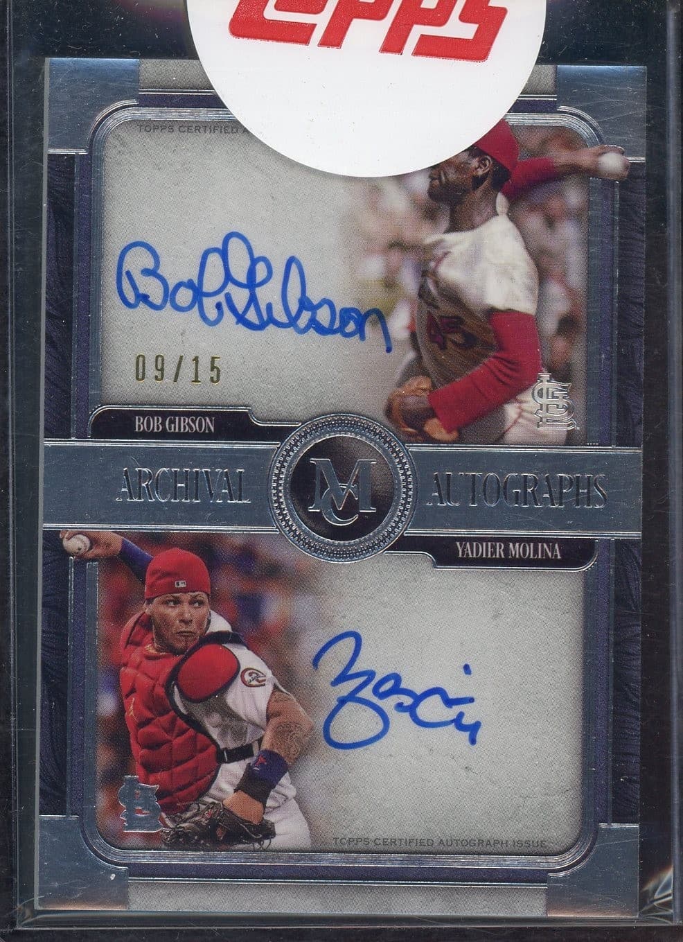 2019 Topps Museum Archival Bob Gibson HOF Yadier Molina Dual AUTO 9/15