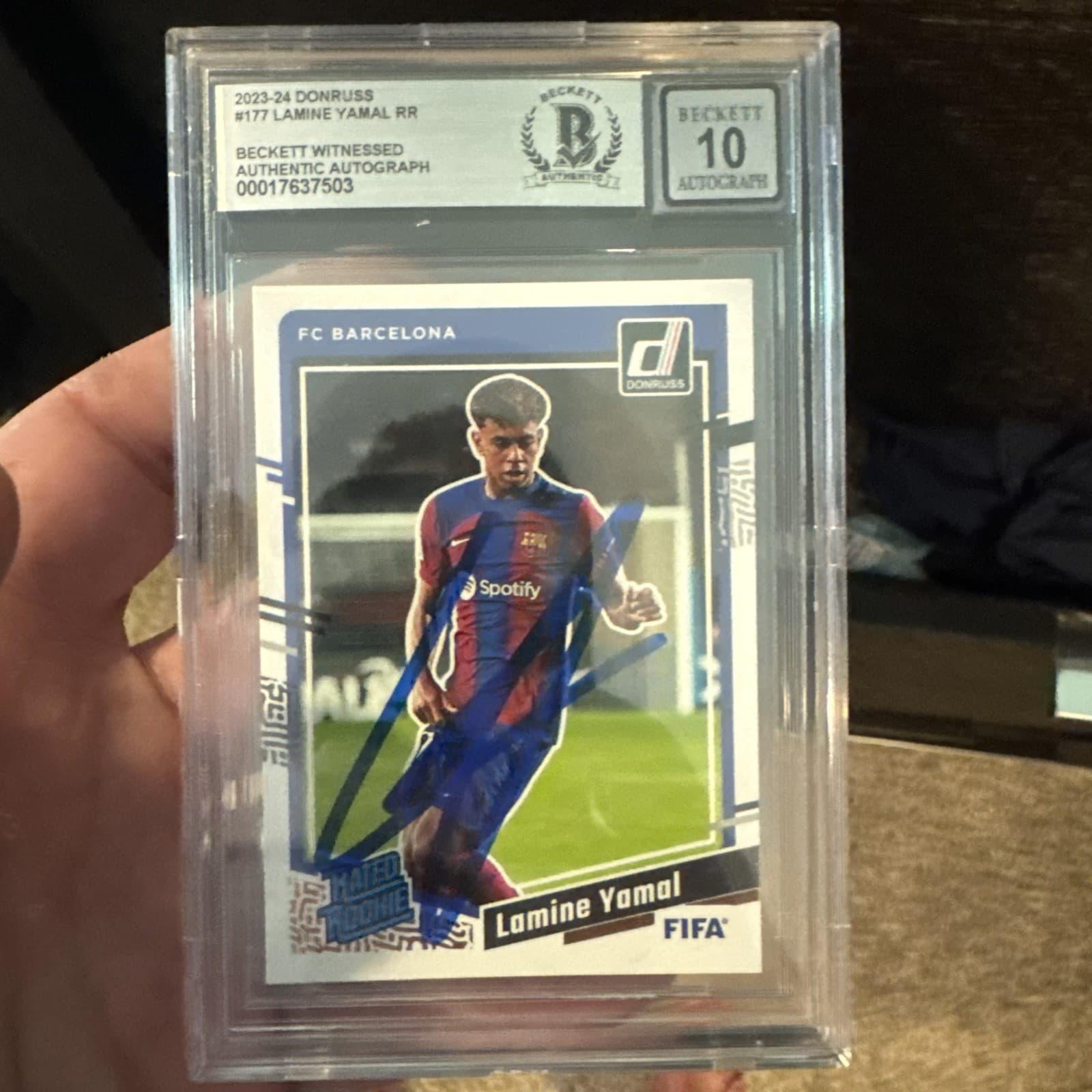 2023-24 Panini Donruss Fifa Rated Rookie On Card Auto Lamine Yamal #177 Mint!