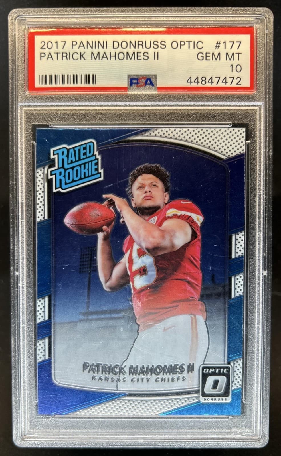 2017 Panini Donruss Optic Patrick Mahomes II RC Rated Rookie #177 Chiefs PSA 10