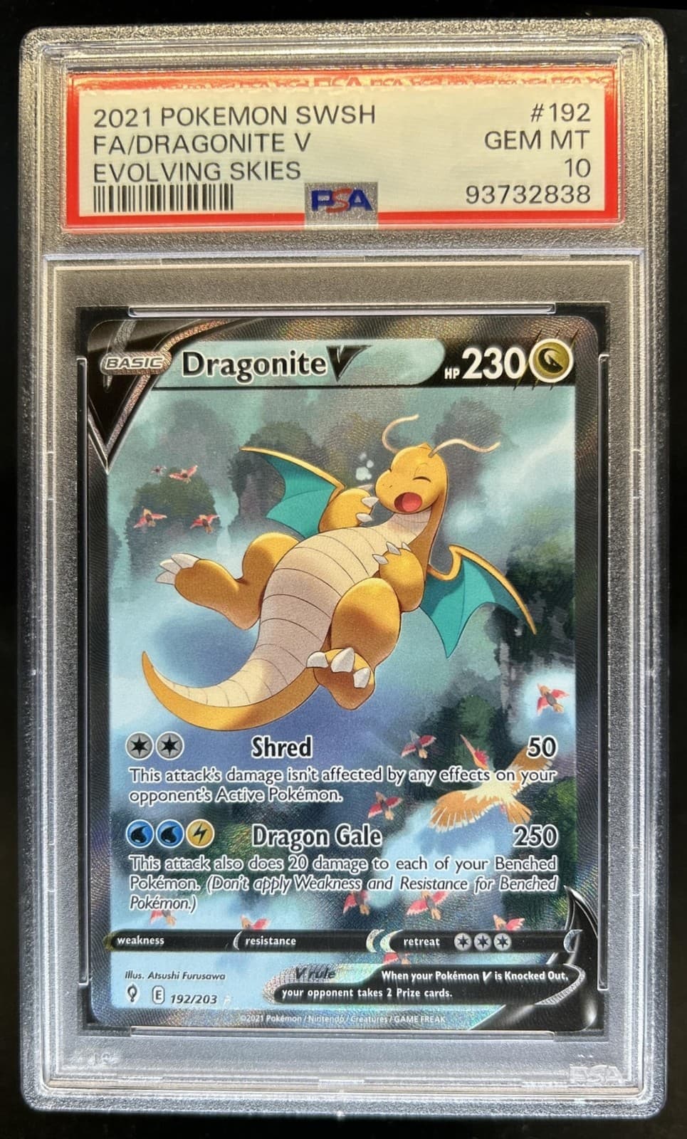 2021 Pokemon SWSH Evolving Skies Dragonite V Alternate Full Art #192/203 PSA 10