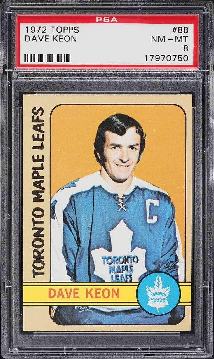 1972 TOPPS HOCKEY DAVE KEON #88 PSA 8