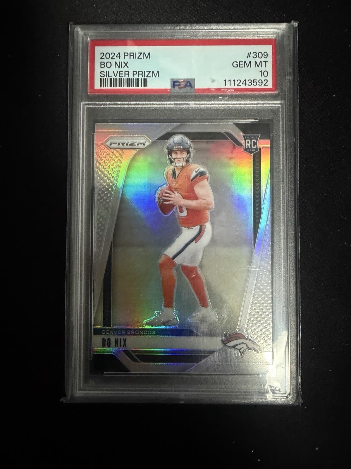 2024 Panini Prizm Bo Nix RC Silver Rookie #309 Broncos PSA 10 GEM MINT
