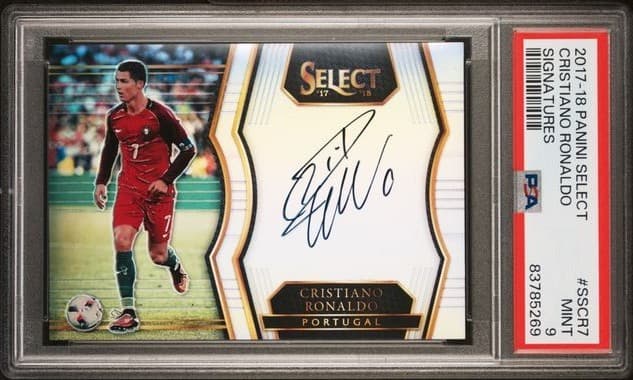 2017-18 Panini Select Cristiano Ronaldo #SS-CR7 Auto On Card PSA 9
