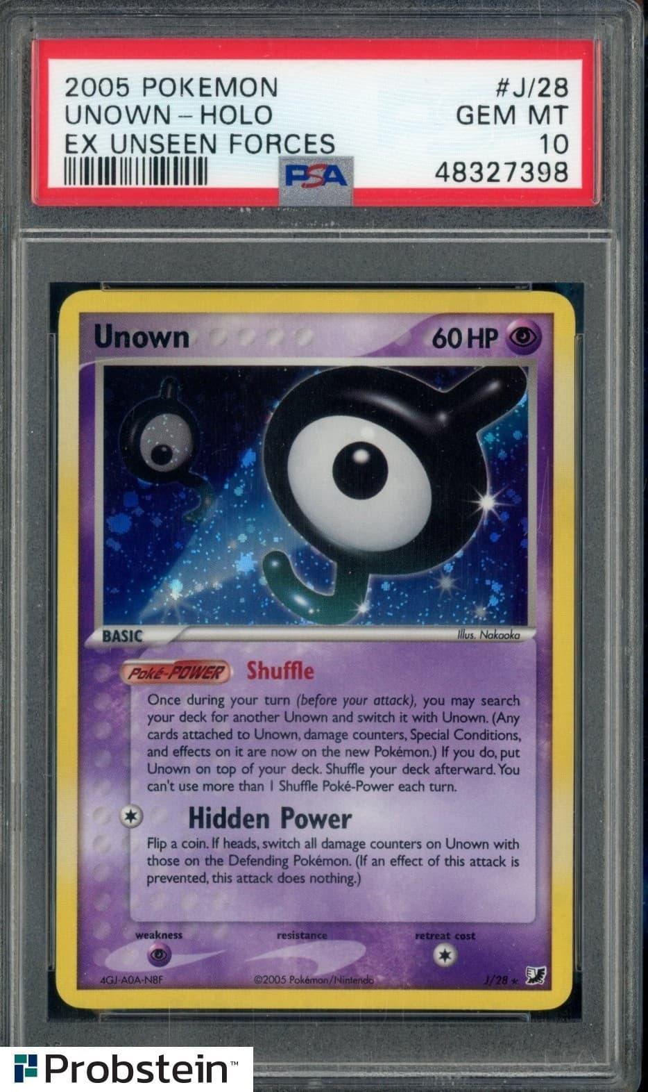 2005 Pokemon Ex Unseen Forces #J/28 Unown-Holo Unseen Forces Psa 10 Pop 10