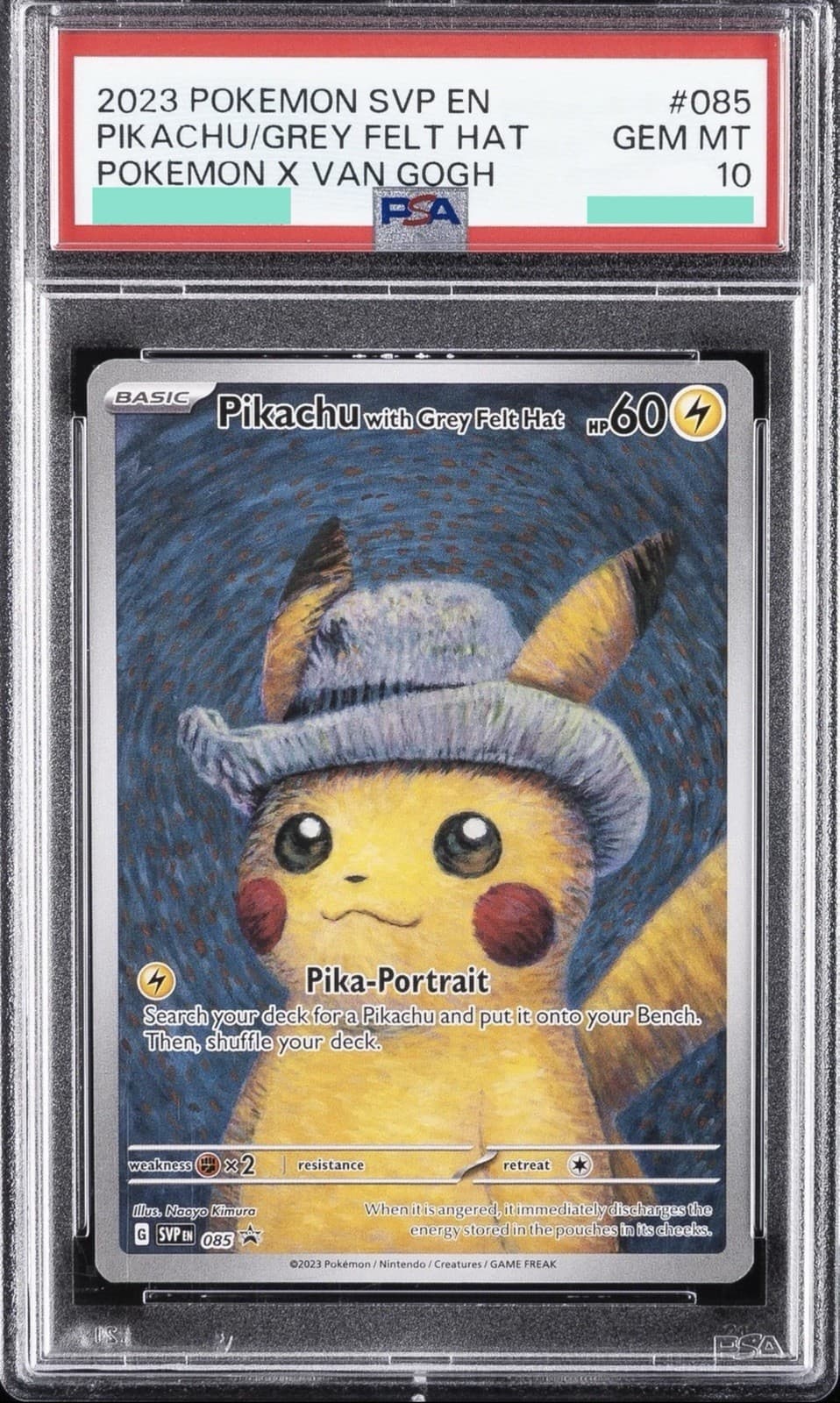 Pokemon Pikachu with Grey Felt Hat Promo Full Art 085 Scarlet & Violet PSA 10