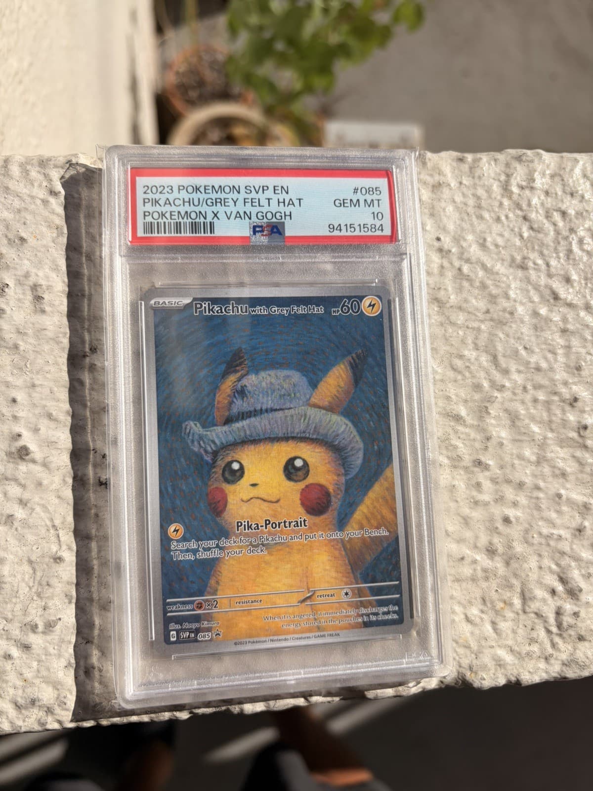 2023 POKEMON SVP POKEMON X VAN GOGH #085 PIKACHU WITH GREY FELT HAT PSA 10