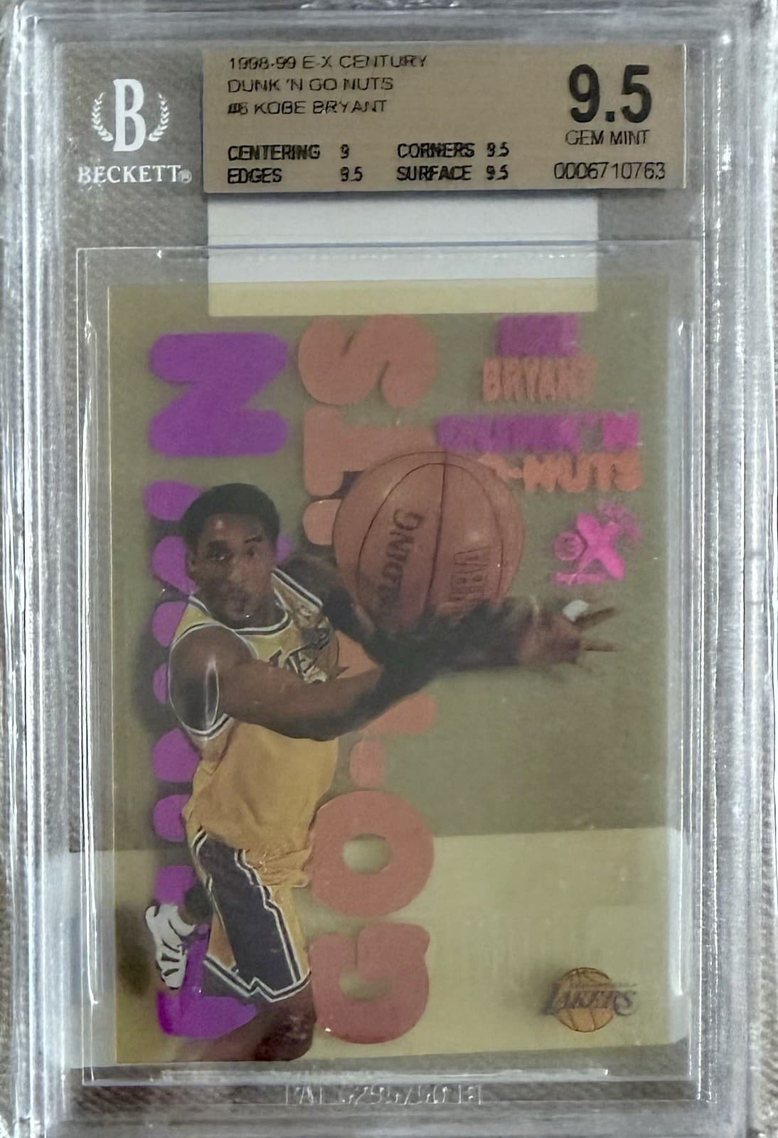 1998-99 #6 Skybox E-X Century Dunk'n Go-Nuts Kobe Bryant DG BGS 9.5 RARE!!!