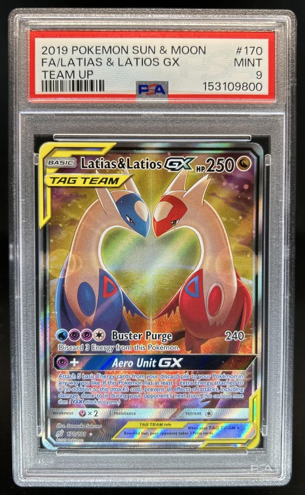 2019 Pokemon SM Team Up Latias Latios #170/181 PSA 9