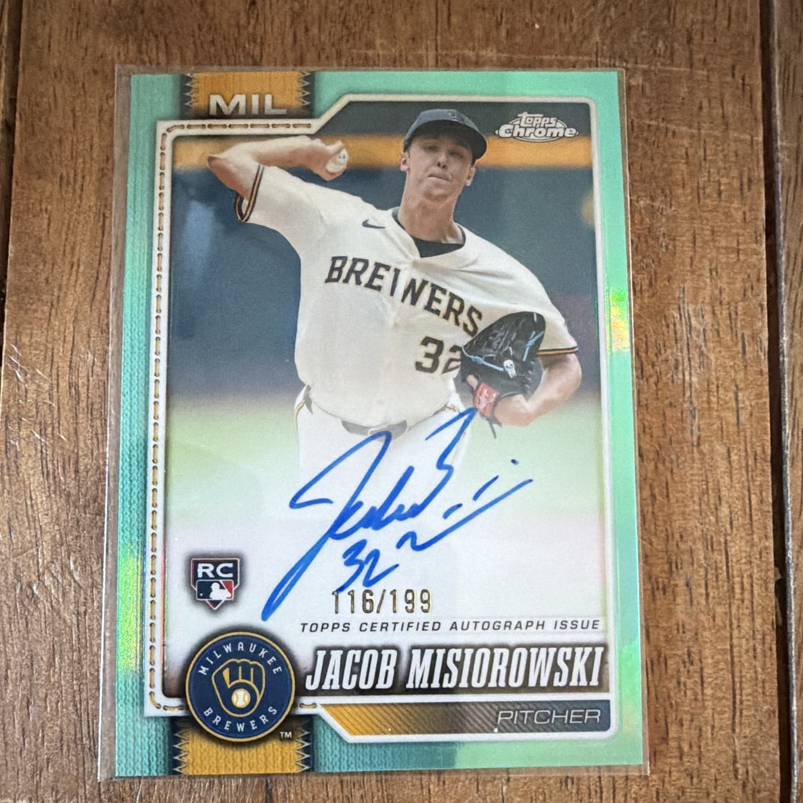 2026 Topps Chrome Rookie Autographs Jacob Misiorowski Auto RA-JM /199 Brewers