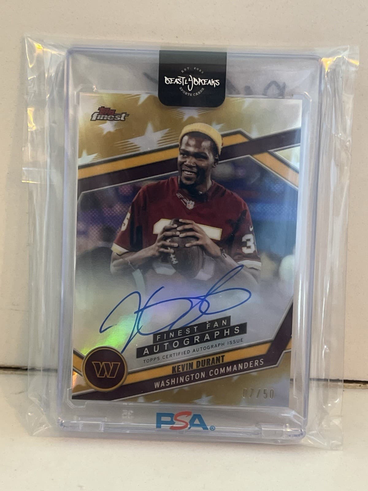 2025 Topps Finest Football/Fan Auto - Kevin Durant Auto - Commanders #FAN-KD /50