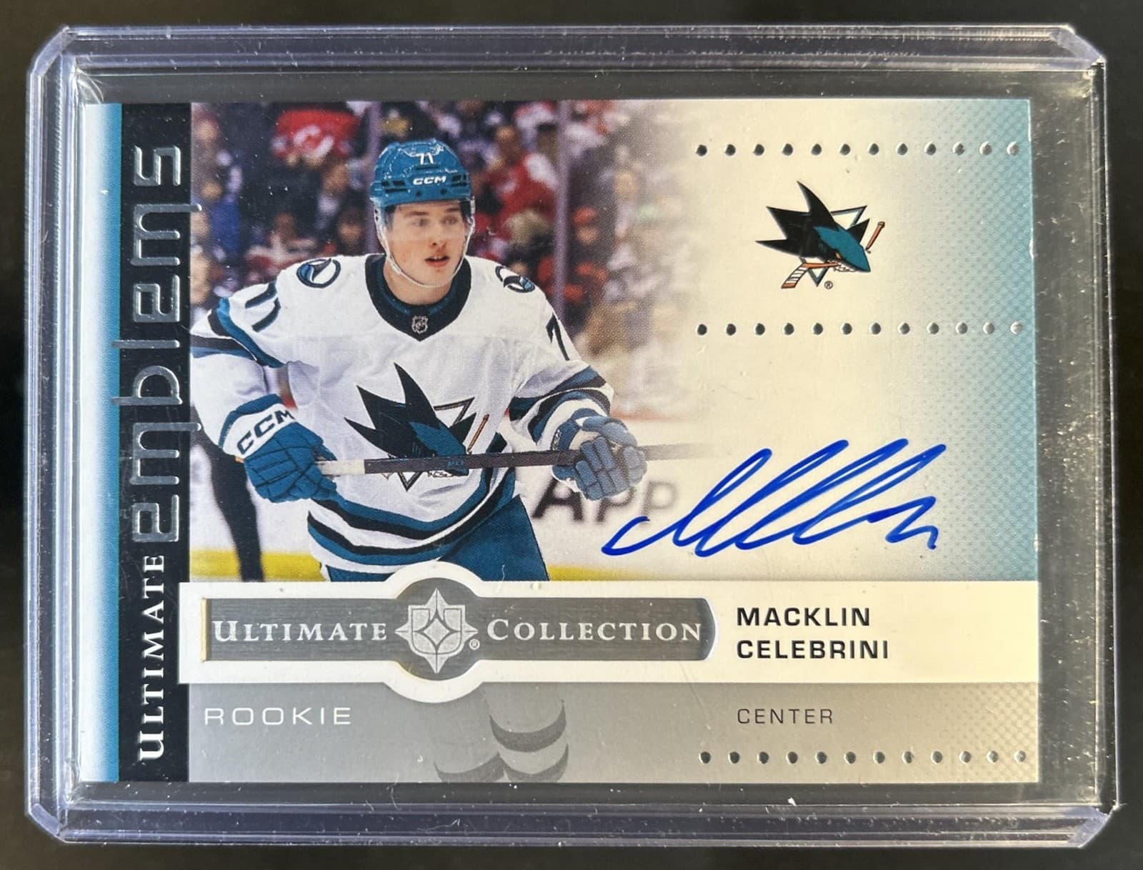 2024-25 Upper Deck Ultimate Macklin Celebrini Emblems Auto Rookies SSP #UER-CE