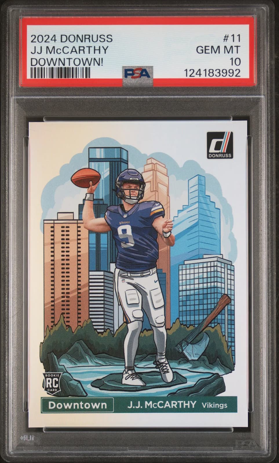 2024 Panini Donruss Downtown! JJ Mccarthy #11 PSA 10