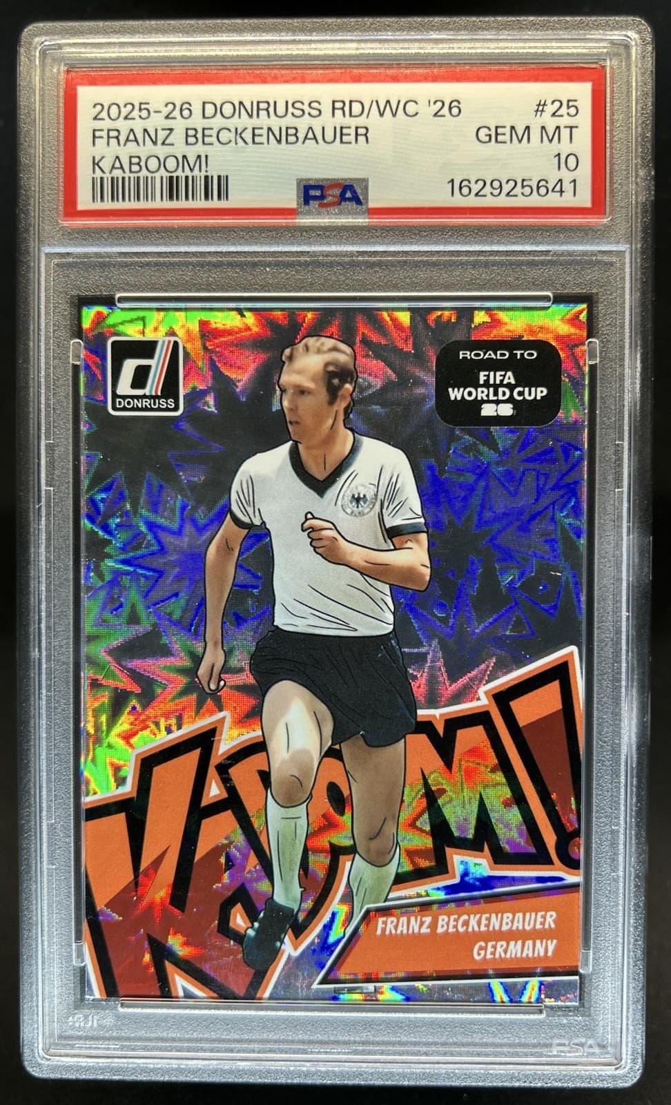2025-26 Donruss Road to FIFA World Cup 26' Franz Beckenbauer Kaboom #25 PSA 10