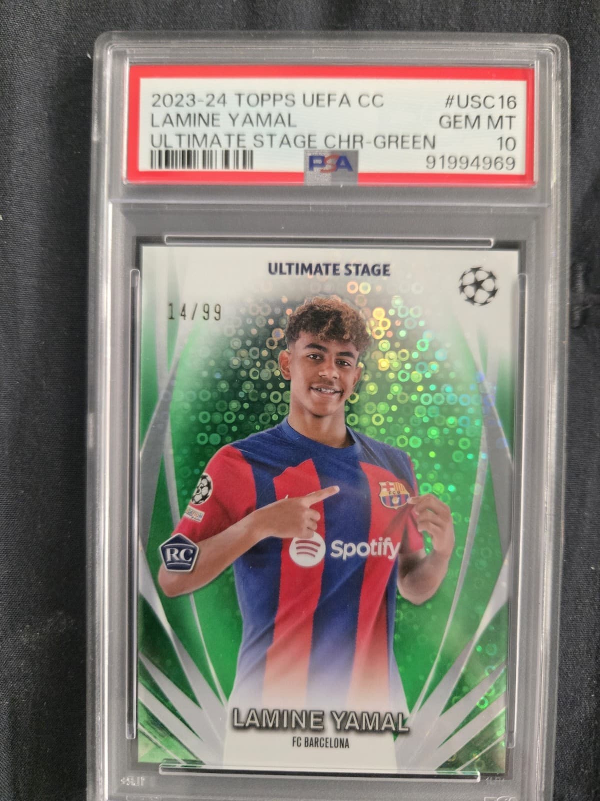 2023-24 Topps Uefa CC Lamime Yamal RC  /99 PSA 10 Ultimate Stage