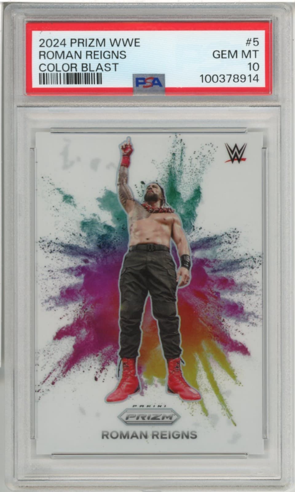 2024 PANINI PRIZM WWE WRESTLING WHITE COLOR BLAST ROMAN REIGNS PSA 10