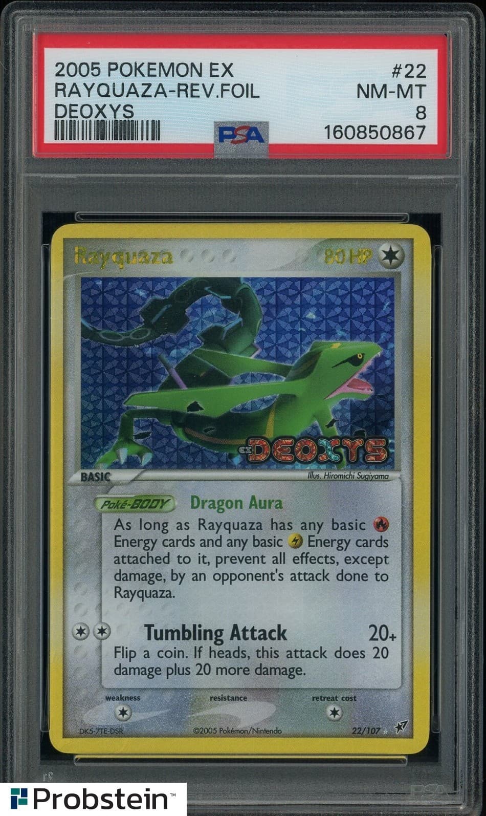 2005 Pokemon Ex Deoxys #22 Rayquaza Reverse Holo Foil PSA 8 NM-MT