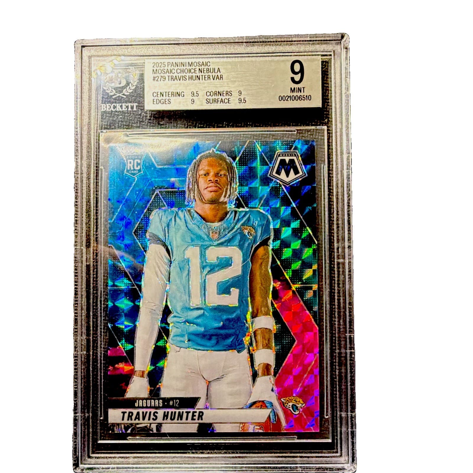 Panini 2025 Mosaic Choice Nebula #279 Travis Hunter RC BGS 9 Jaguars 1/1