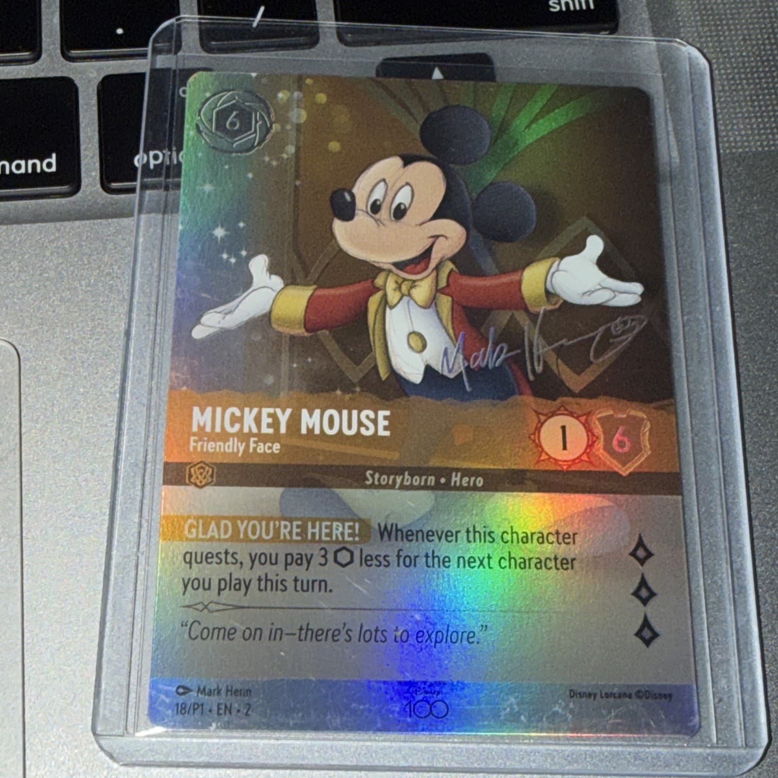 Mickey Mouse Friendly Face 18/P1 Disney Lorcana D100 Foil Promo NM