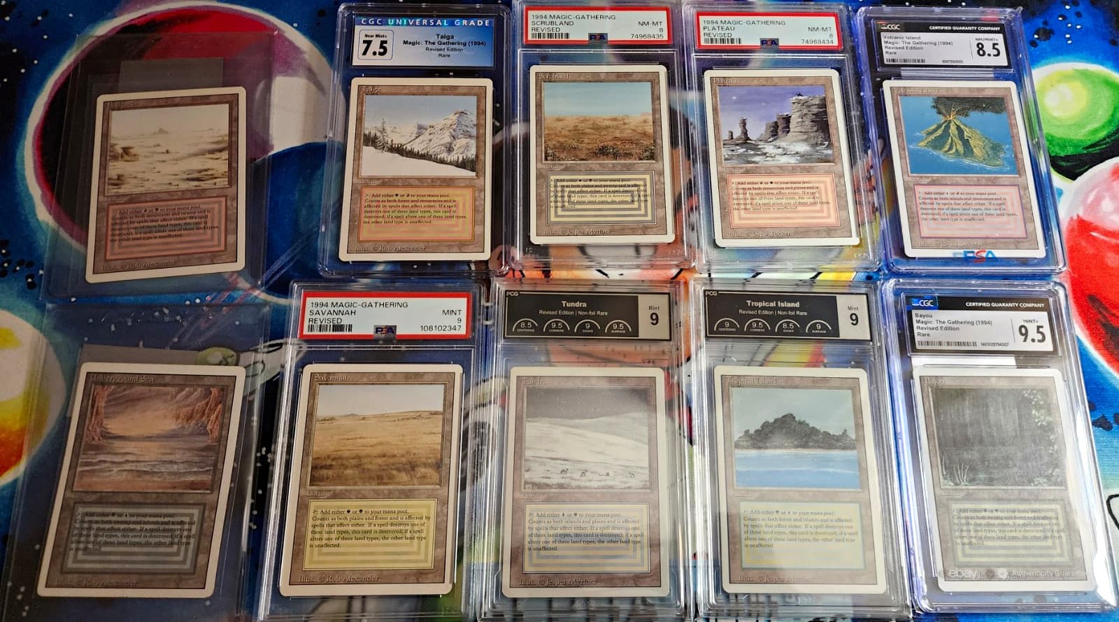 Magic The Gathering All 10 Revised Dual Lands Lot 8 Are Graded Raw Are Authentic