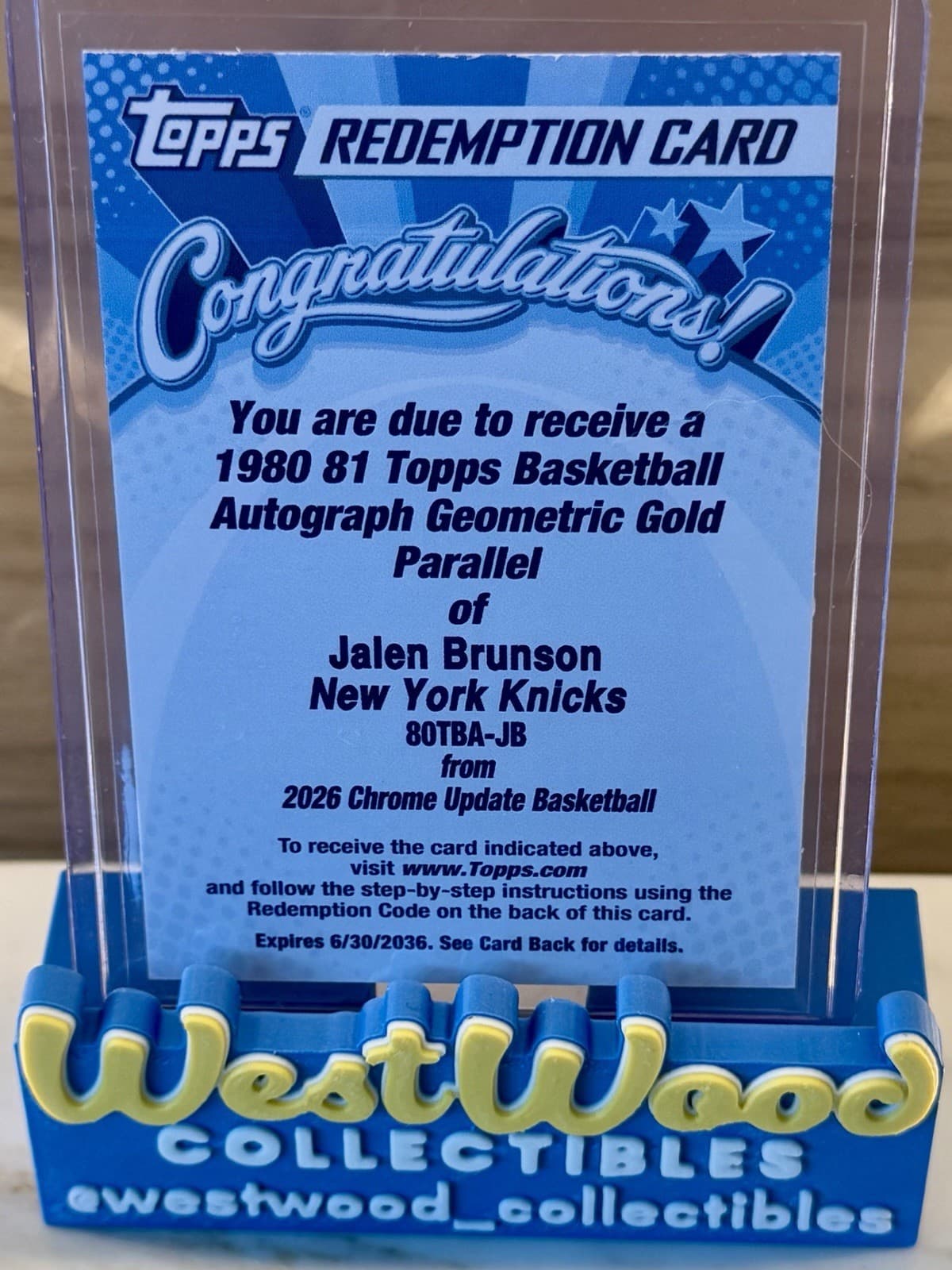 Topps 2026 Chrome Update Jalen Brunson  1980-81 Geometric Gold Auto Knicks