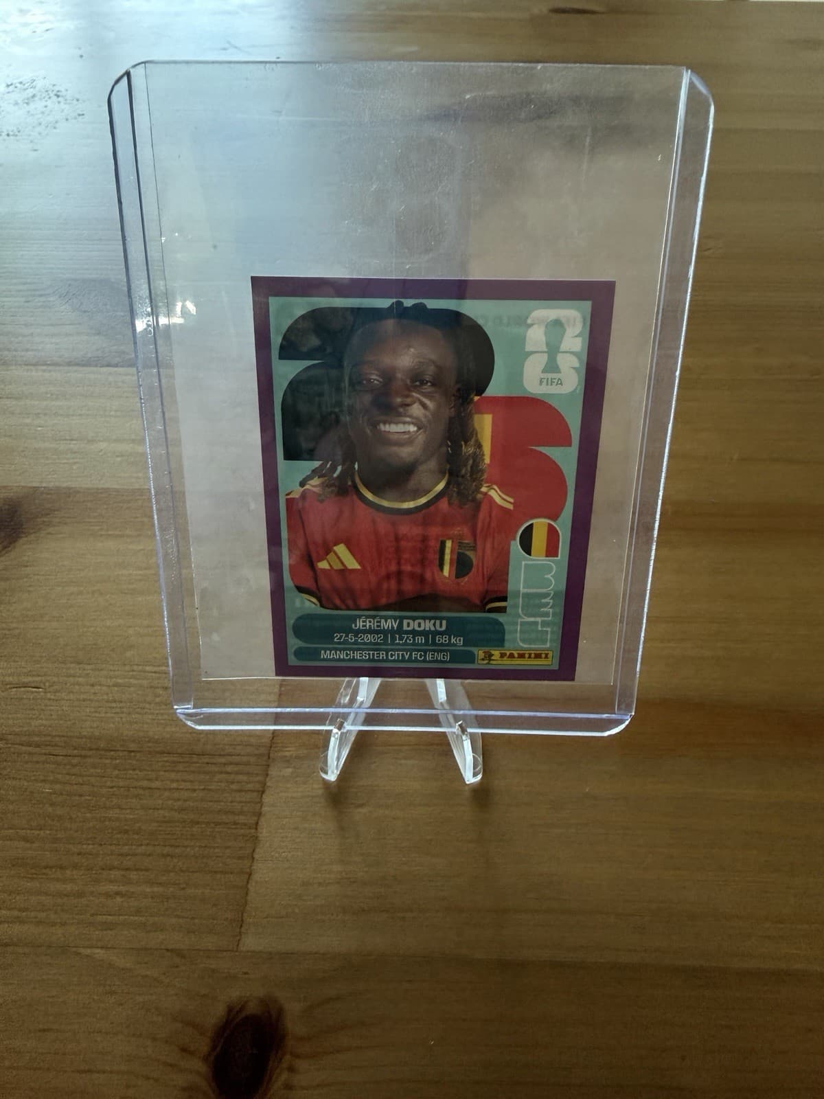 Panini World Cup Album Jeremy Doku BEL 16 Purple Parallel