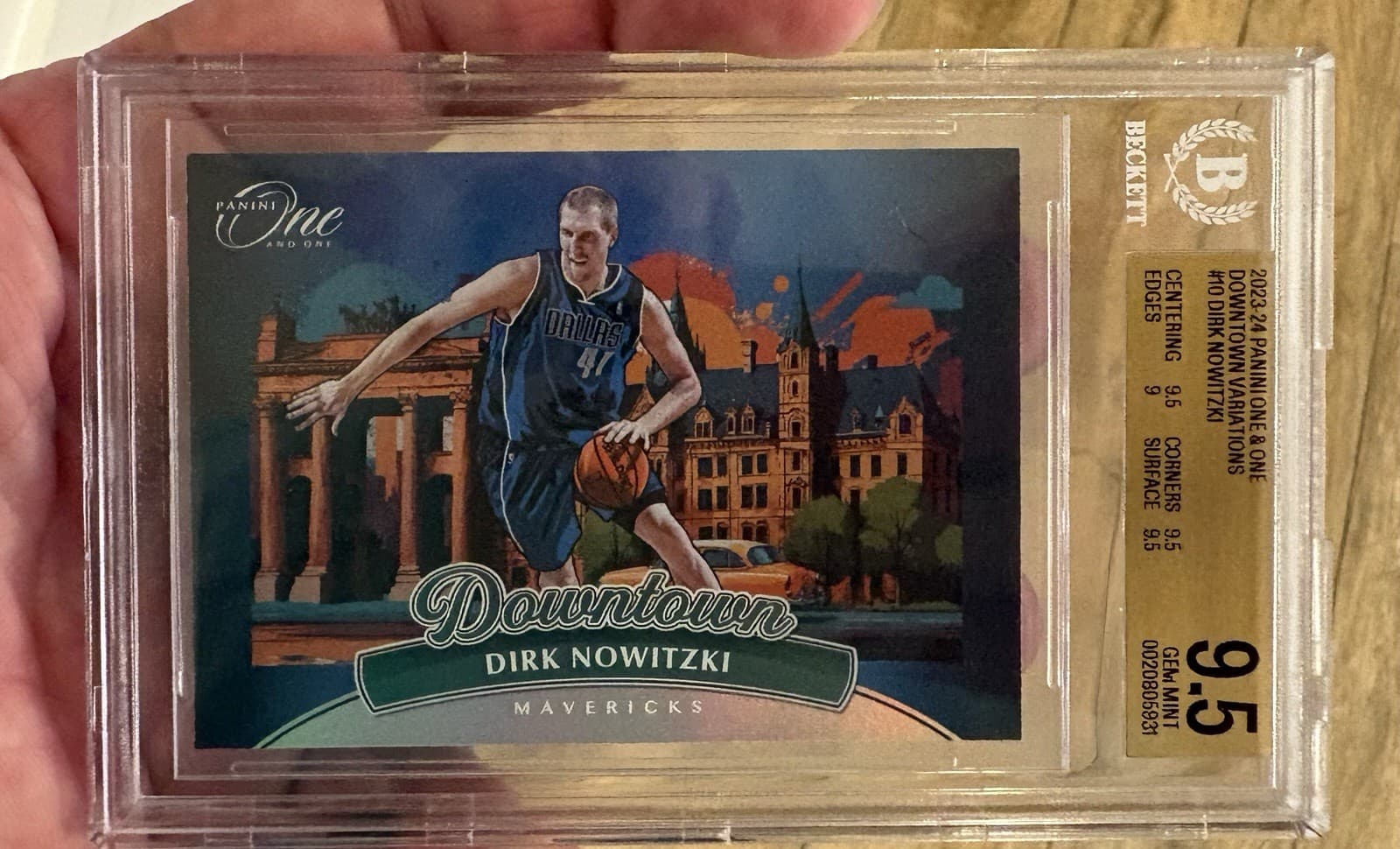 Panini 2023 One and One Dirk Nowitzki Downtown-Variation BGS 9.5 GEM -3x Sub 9.5