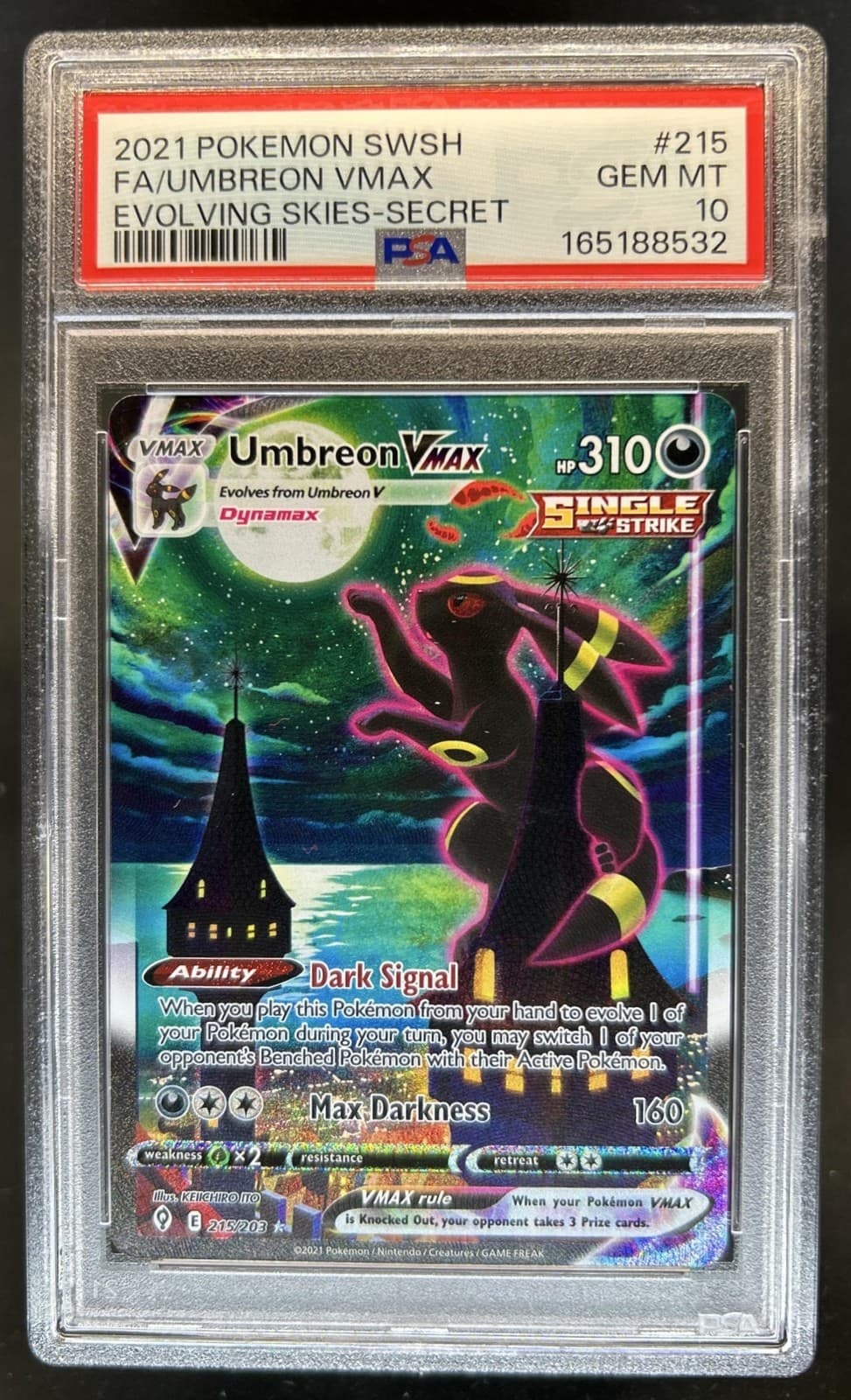 2021 Pokemon SWSH Evolving Skies Umbreon VMAX #215/203 PSA 10 GEM MINT