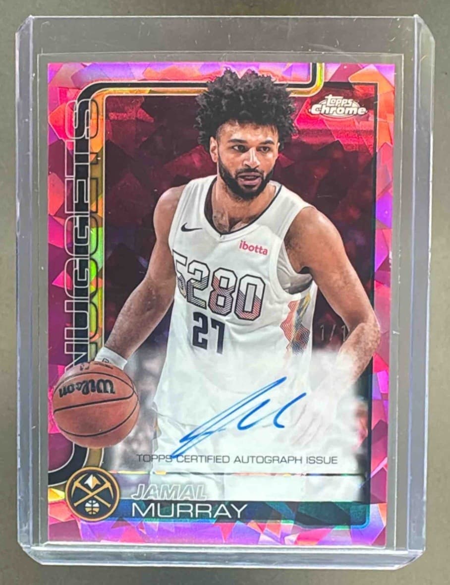 Jamal Murray 2025 Topps Chrome Sapphire Padparadscha Refractor Auto 1/1