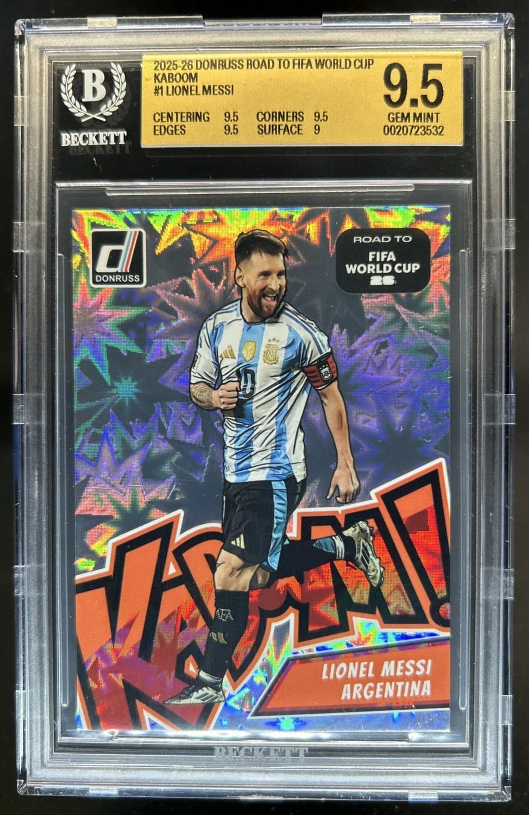 2025-26 Panini Donruss Road to FIFA World Cup 26' Lionel Messi Kaboom #1 BGS 9.5
