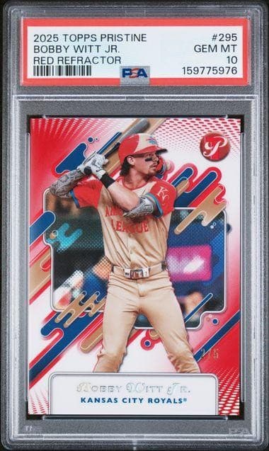 2025 Topps Pristine Bobby Witt Jr Red Refractor /5 #295 PSA 10