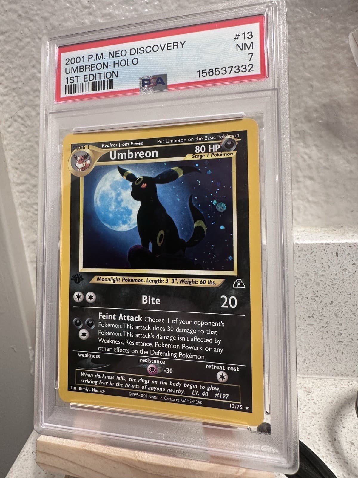 2001 POKEMON NEO DISCOVERY 1ST EDITION #13 UMBREON-HOLO PSA 7 #1