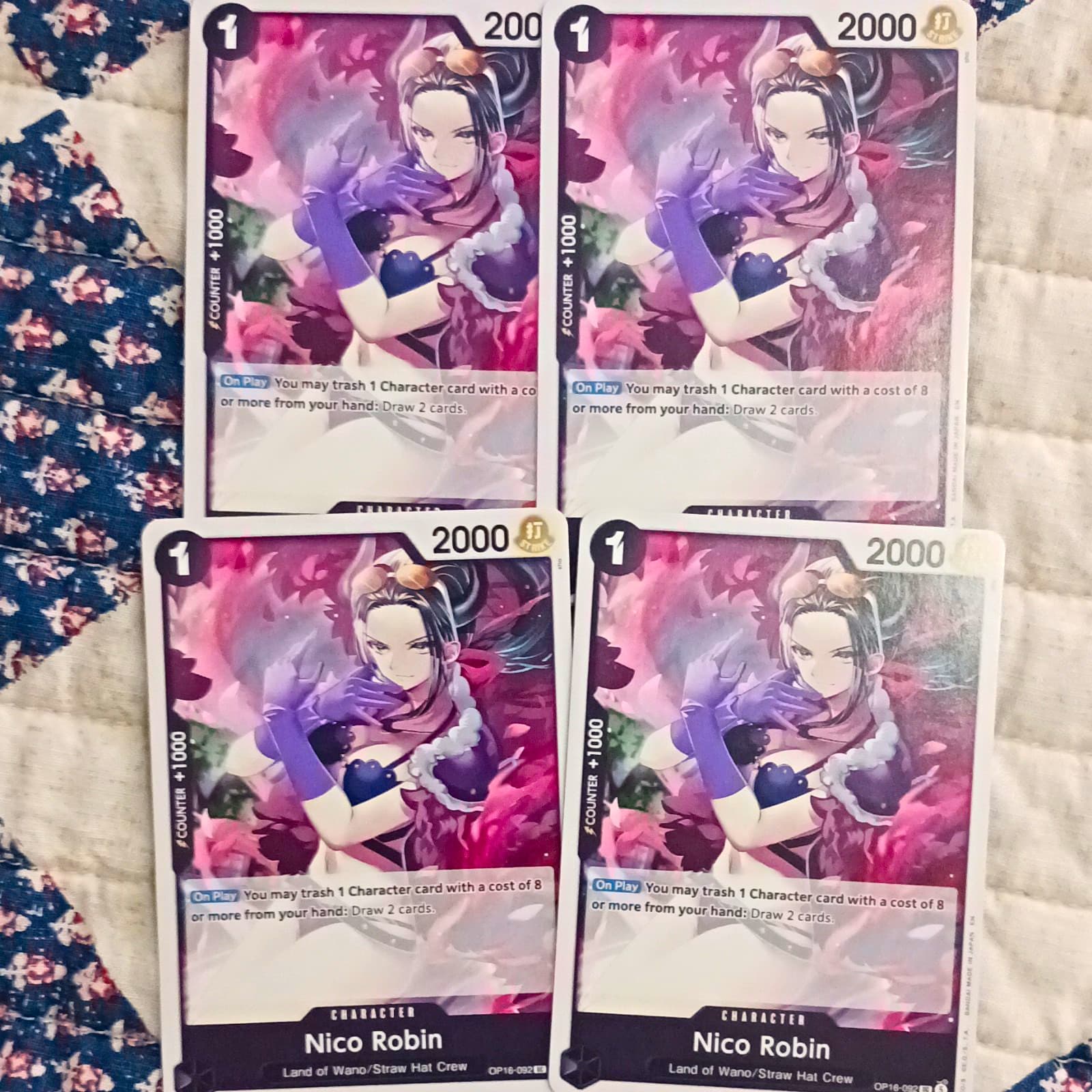 Bandai One Piece Card Game Nico Robin OP06-092  Lot 4 English Land Of Wano