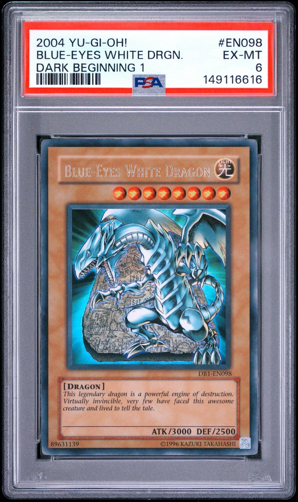 2004 Yu-Gi-Oh! Dark Beginning 1 #En098 Blue-Eyes White Dragon Psa 6