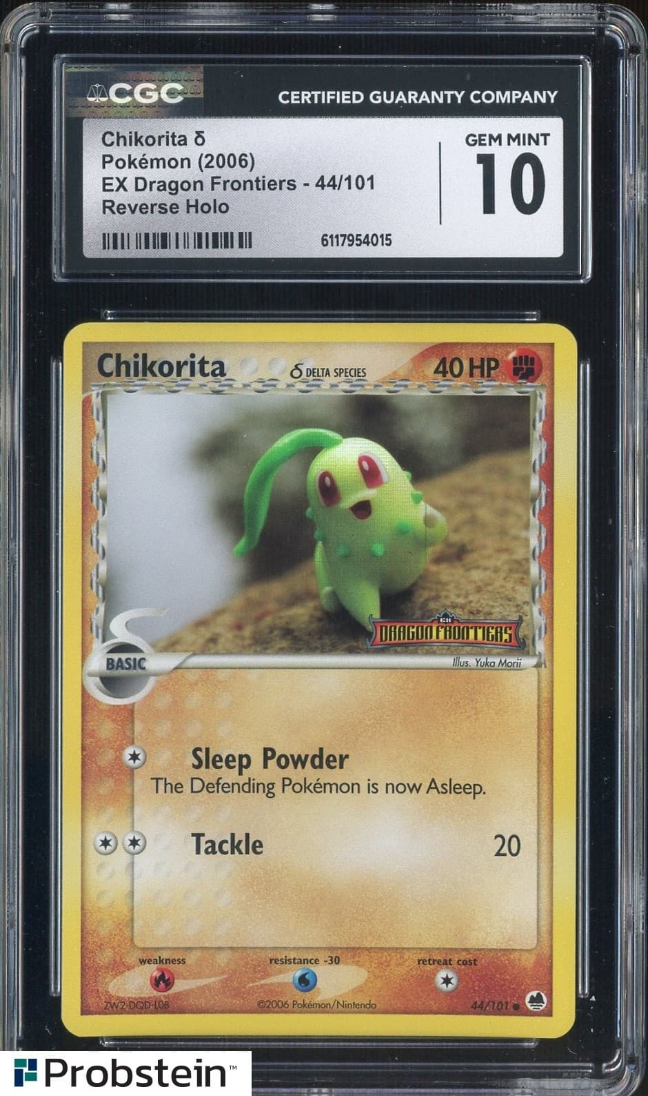 2006 Pokemon Ex Dragon Frontiers #44/101 Chikorita Reverse Holo CGC 10 GEM MINT