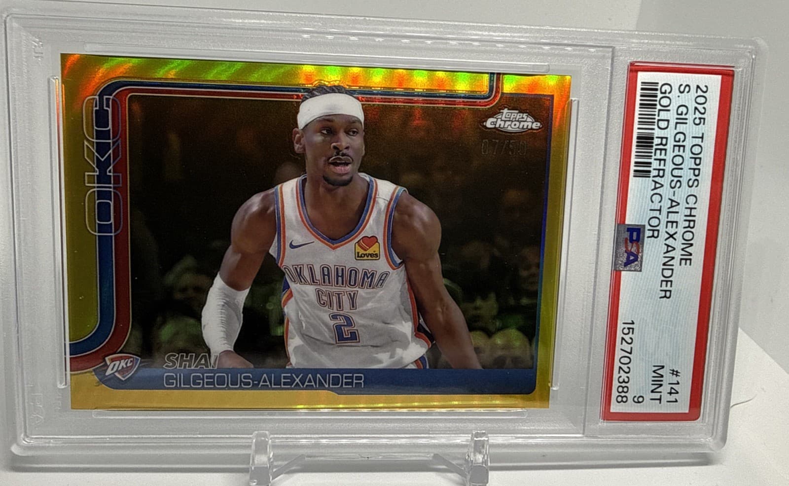 2025 Topps Chrome Shai Gilgeous-Alexander True Gold Refractor /50 #141 PSA 9 SP